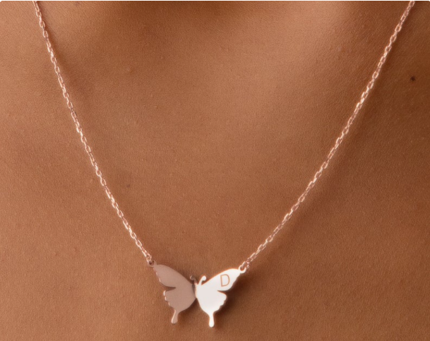 Butterfly Necklace With Initial