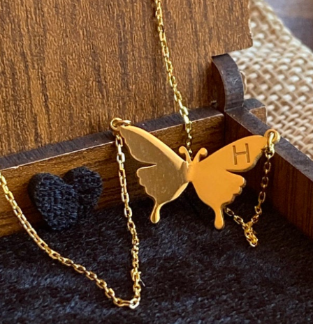 Butterfly Necklace With Initial
