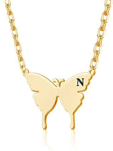 Butterfly Necklace With Initial