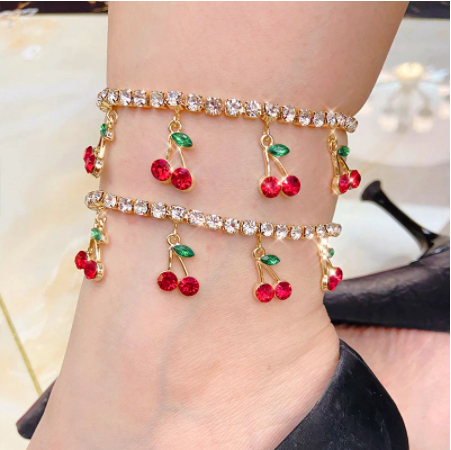 Butterfly & Cherry Rhinestone Anklets