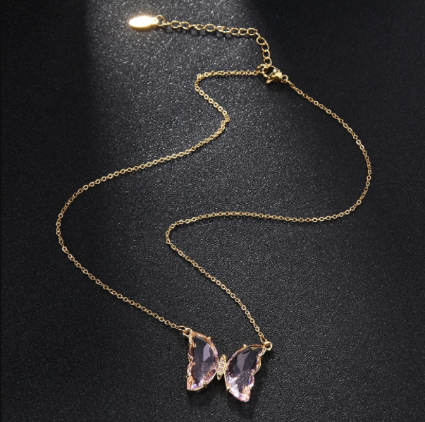 Crystal Glass Butterfly Necklace