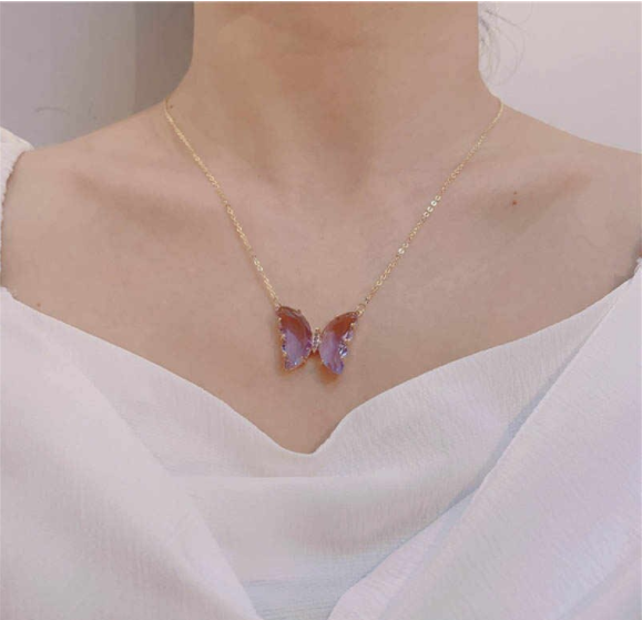 Crystal Glass Butterfly Necklace