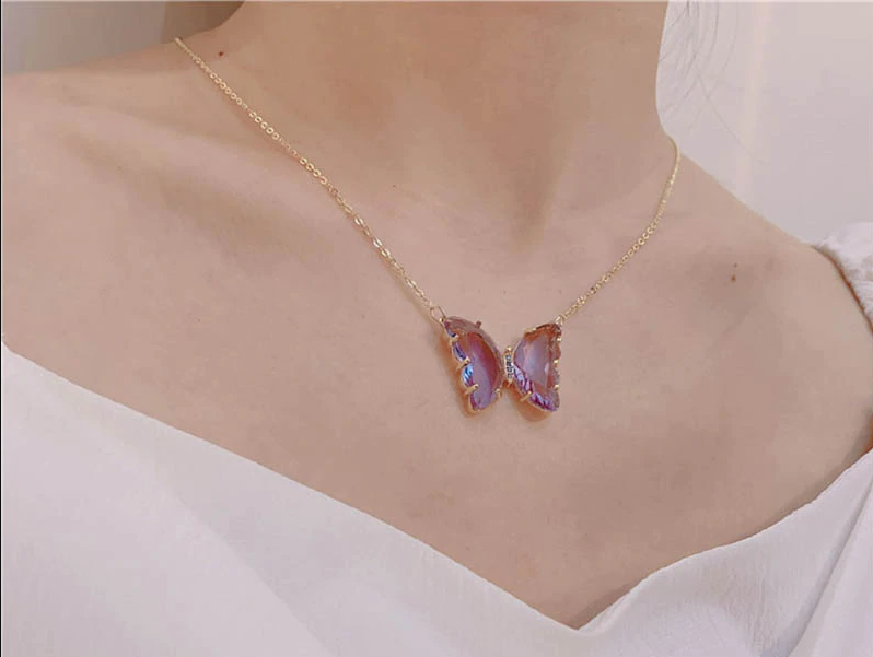 Crystal Glass Butterfly Necklace