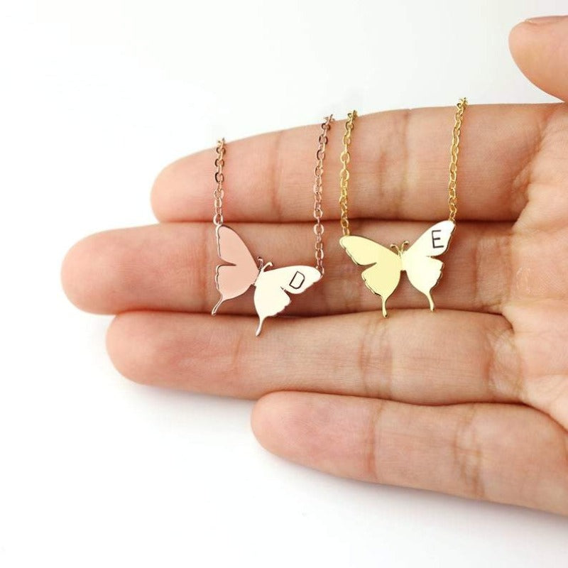 Butterfly Necklace With Initial