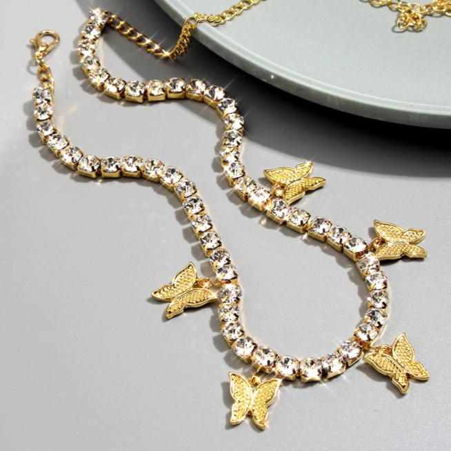 Butterfly Rhinestone Choker