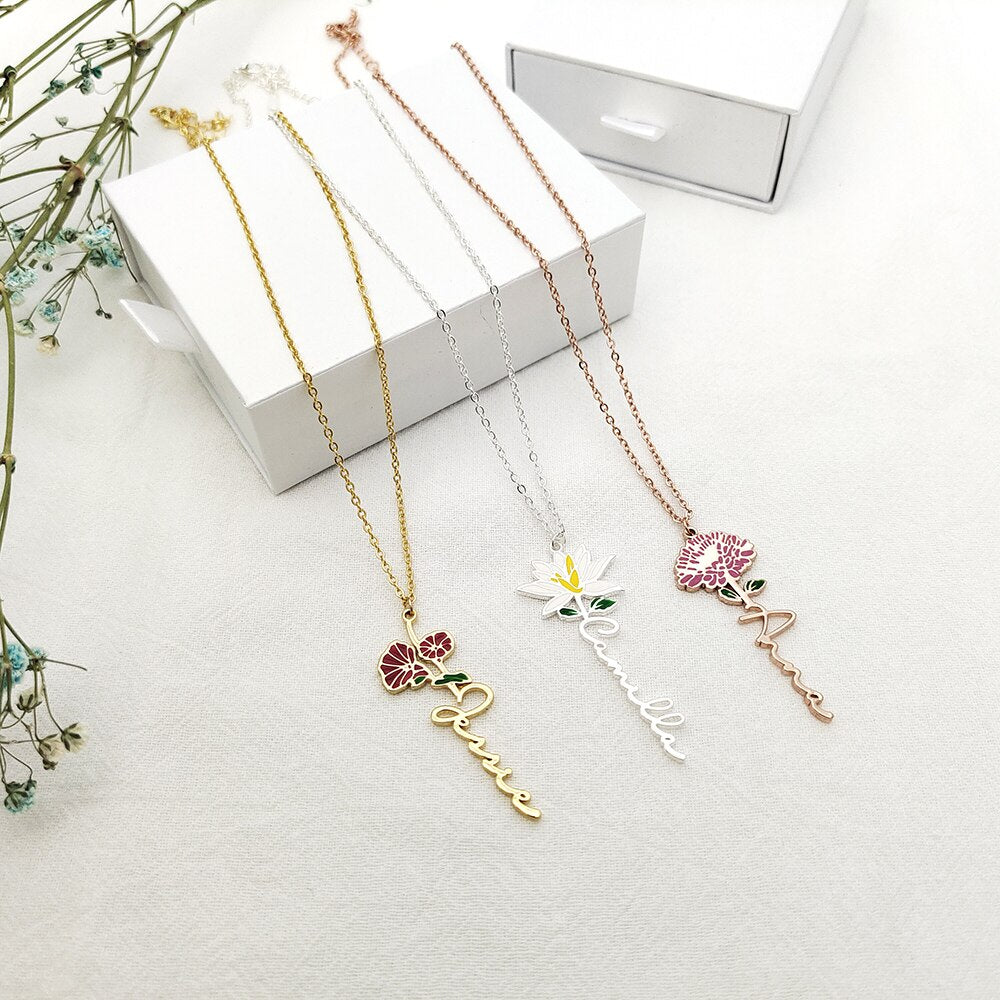 Personalized Birth Flower Necklace