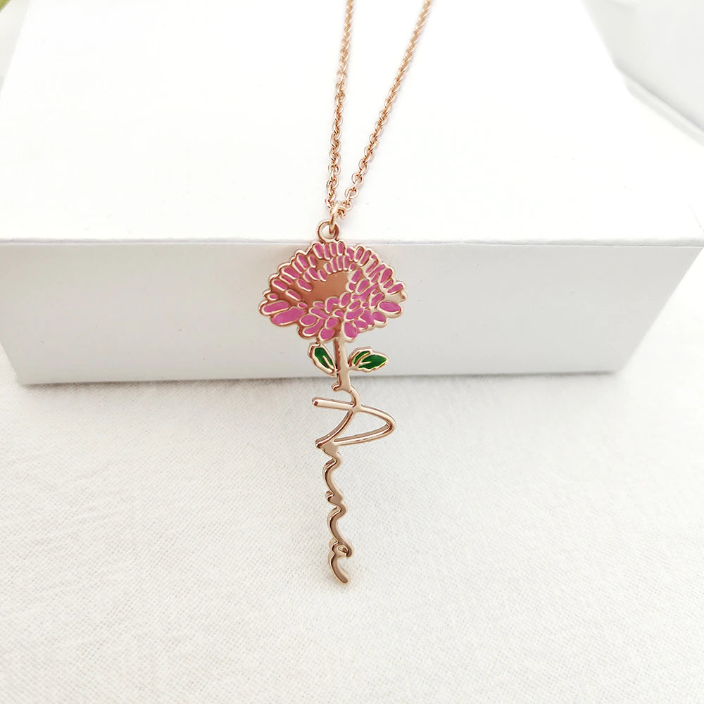 Personalized Birth Flower Necklace