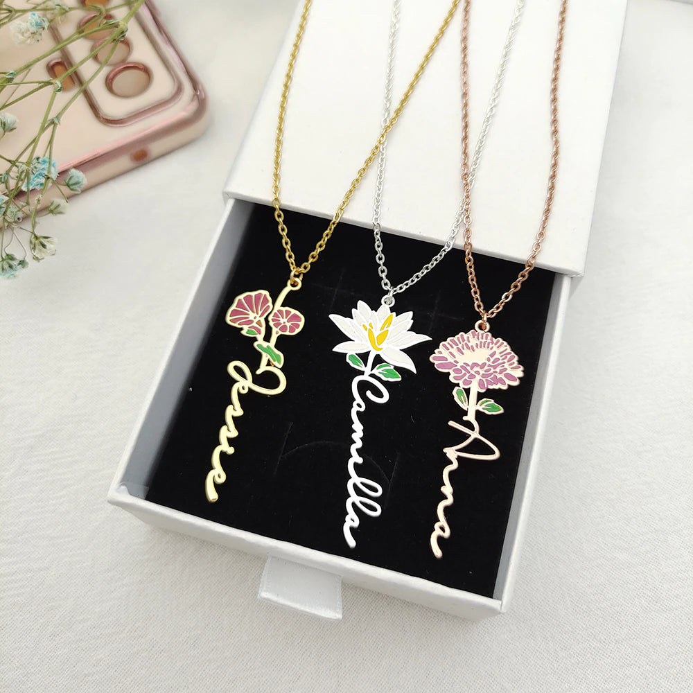 Personalized Birth Flower Necklace