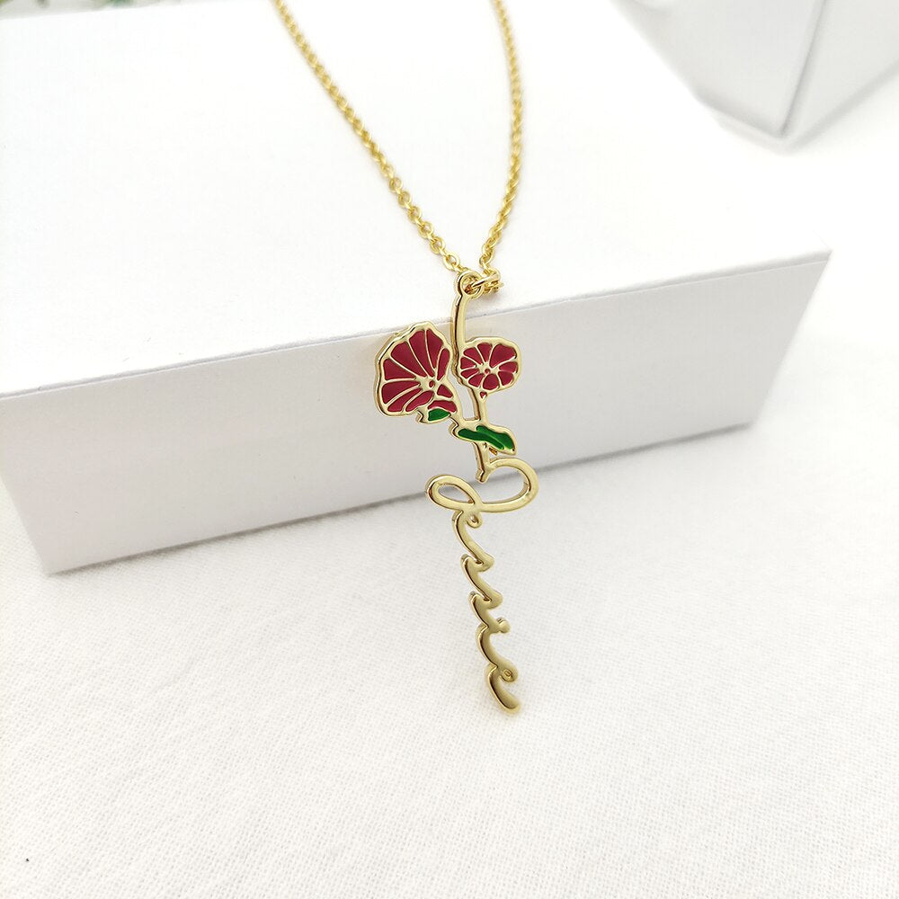 Personalized Birth Flower Necklace