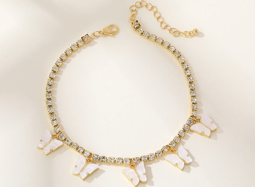 Butterfly & Cherry Rhinestone Anklets