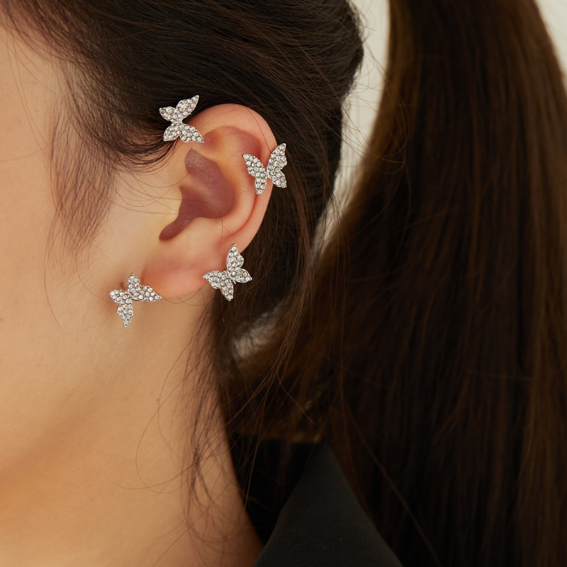 Zircon Butterfly Ear Clips