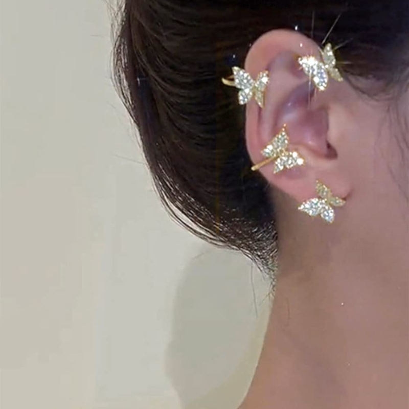 Zircon Butterfly Ear Clips