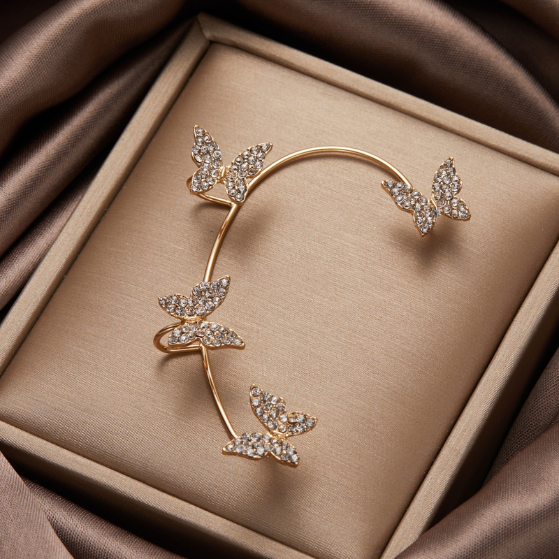 Zircon Butterfly Ear Clips