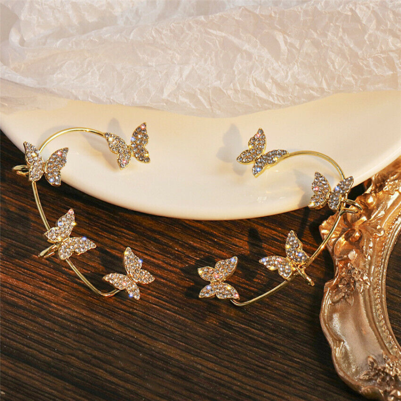 Zircon Butterfly Ear Clips