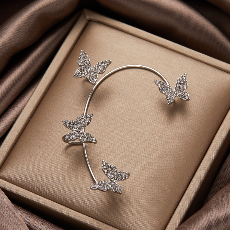 Zircon Butterfly Ear Clips