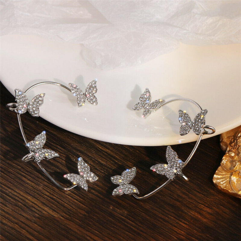 Zircon Butterfly Ear Clips