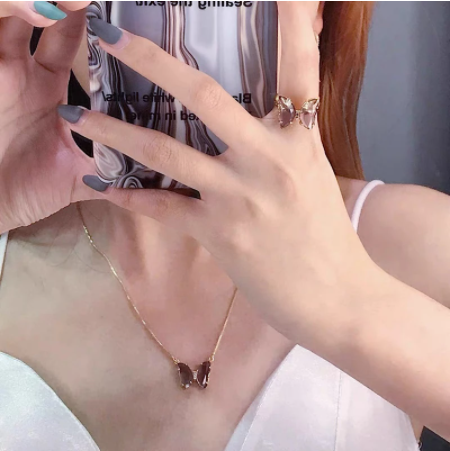 Crystal Glass Butterfly Hoop Earrings