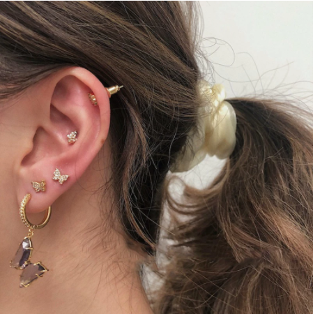 Crystal Glass Butterfly Hoop Earrings