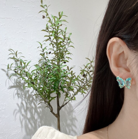 Colorful Crystal Butterfly Stud Earrings