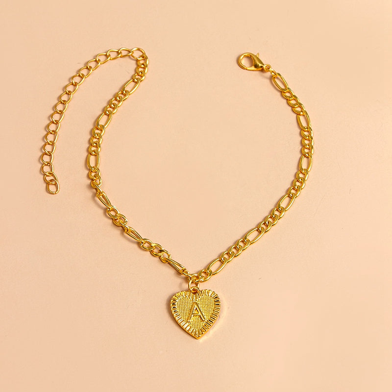 Initial Letter Heart Anklet