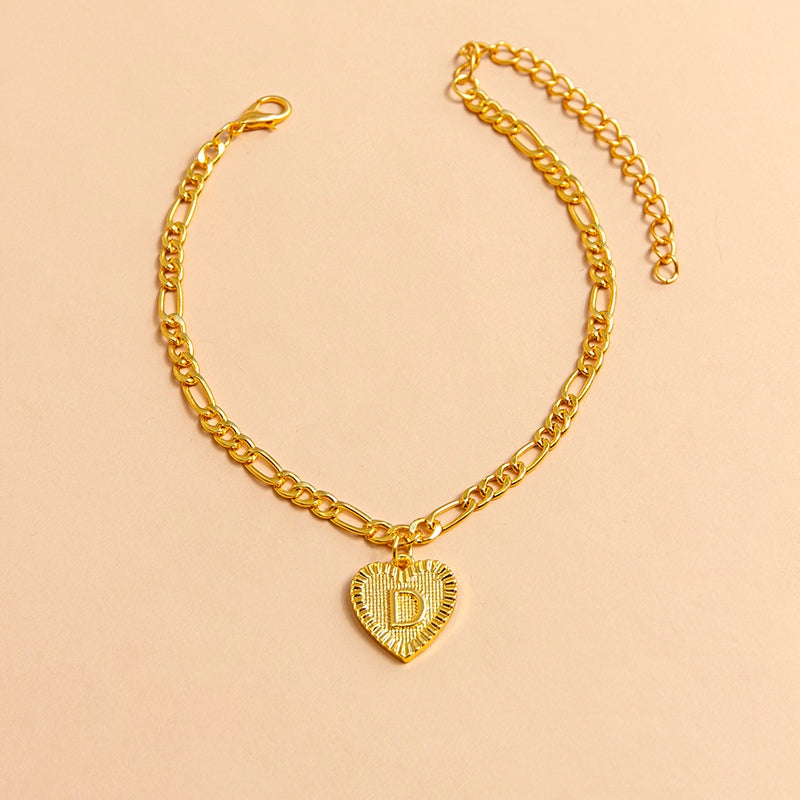 Initial Letter Heart Anklet