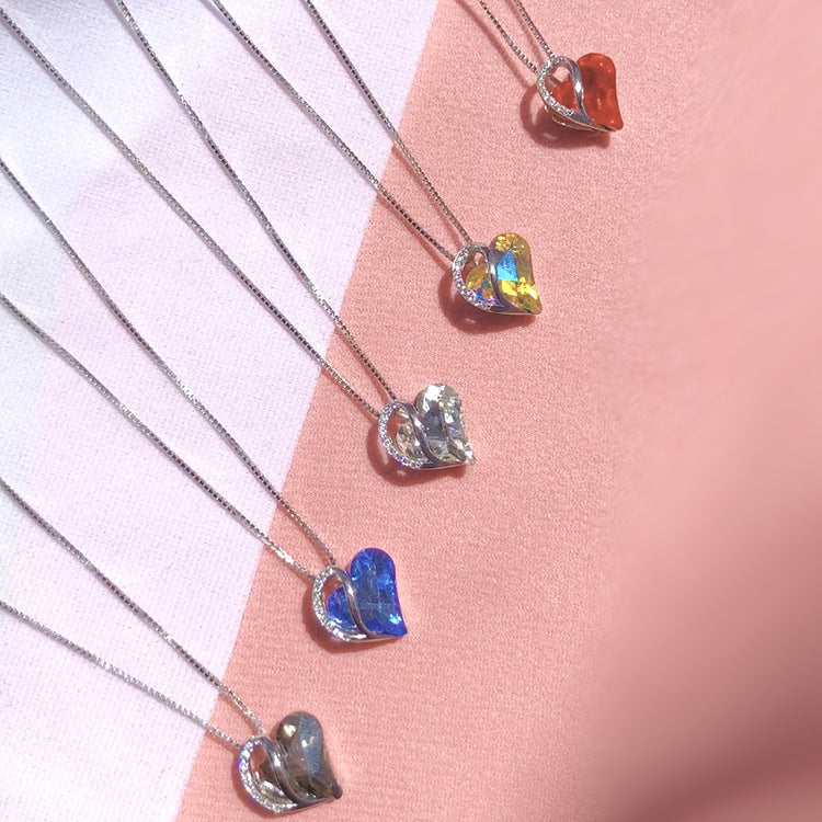 925 Silver Heart Geometric Necklace
