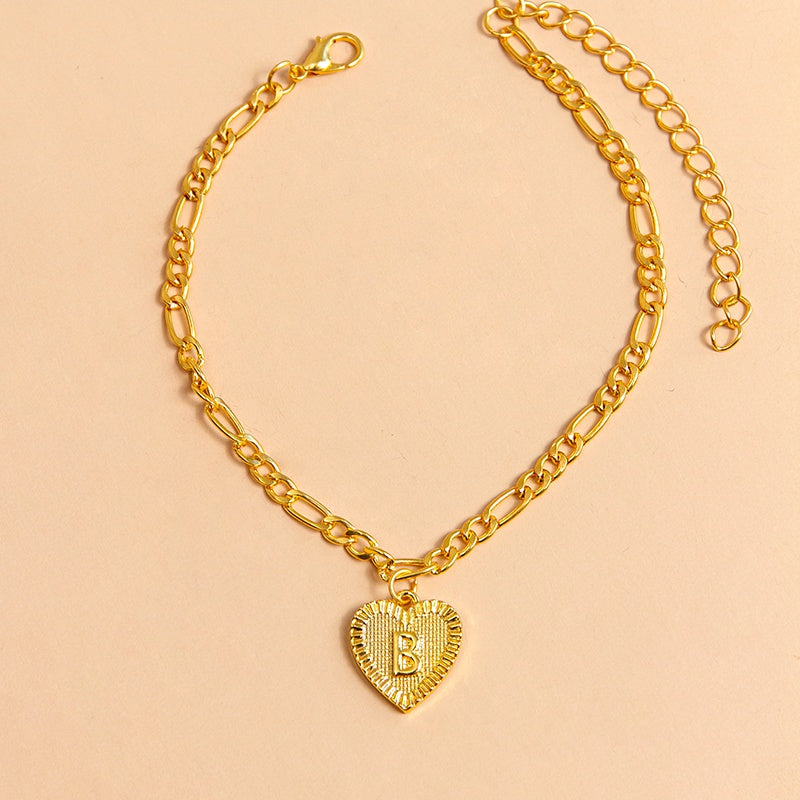Initial Letter Heart Anklet