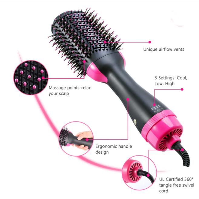 2-in-1 Hair Dryer & Rotating Brush