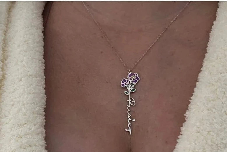 Personalized Birth Flower Necklace