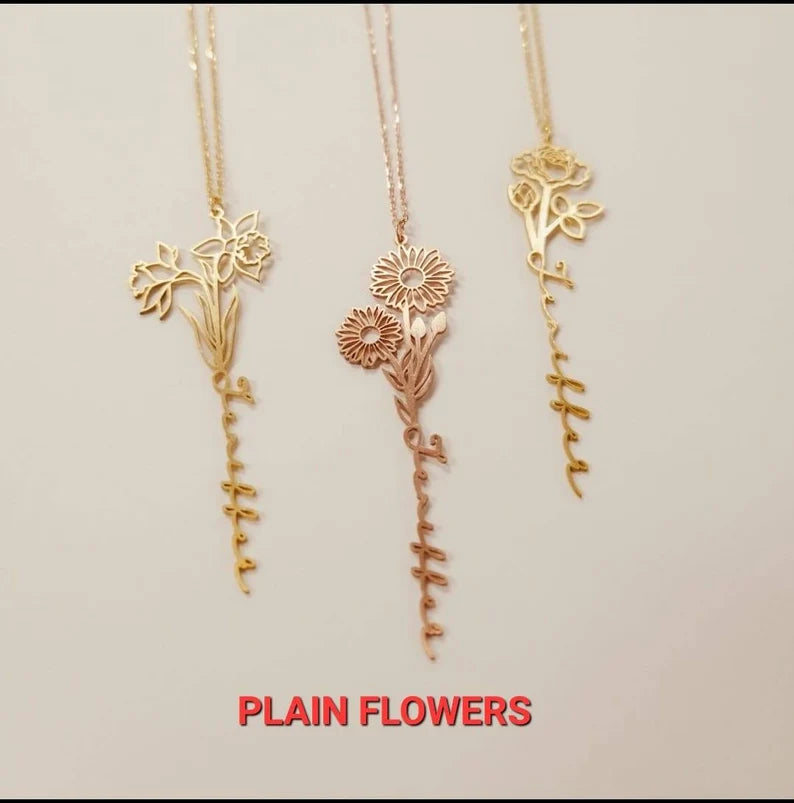 Personalized Birth Flower Necklace