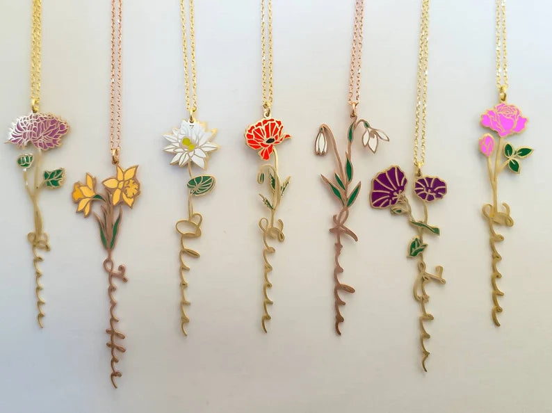 Personalized Birth Flower Necklace