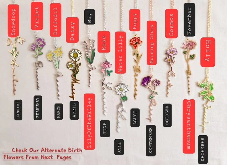 Personalized Birth Flower Necklace