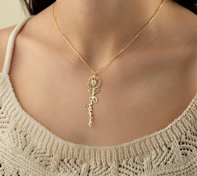 Personalized Birth Flower Necklace