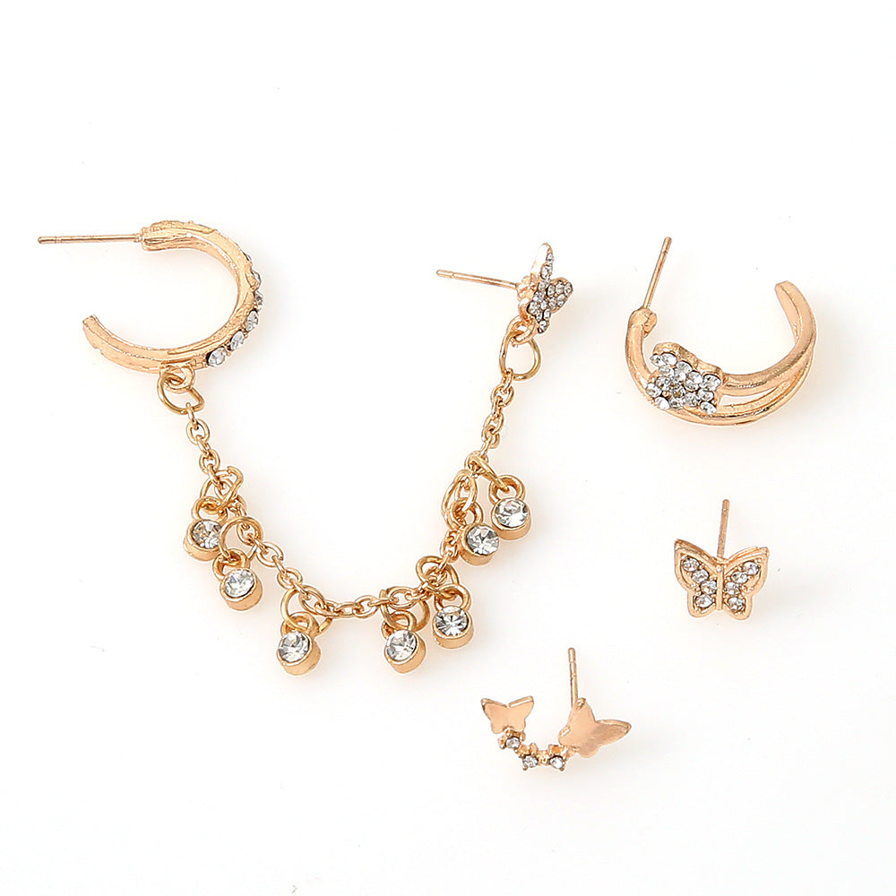 Star, Moon & Butterfly Stud Earrings Set