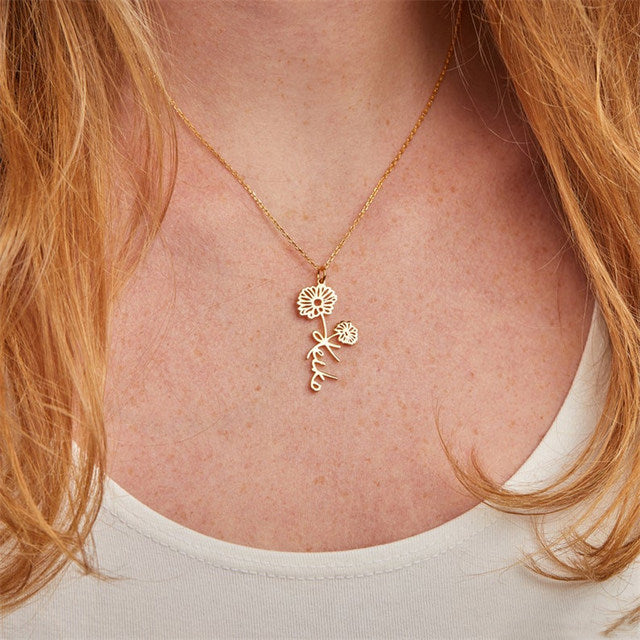 Personalized Birth Flower Necklace