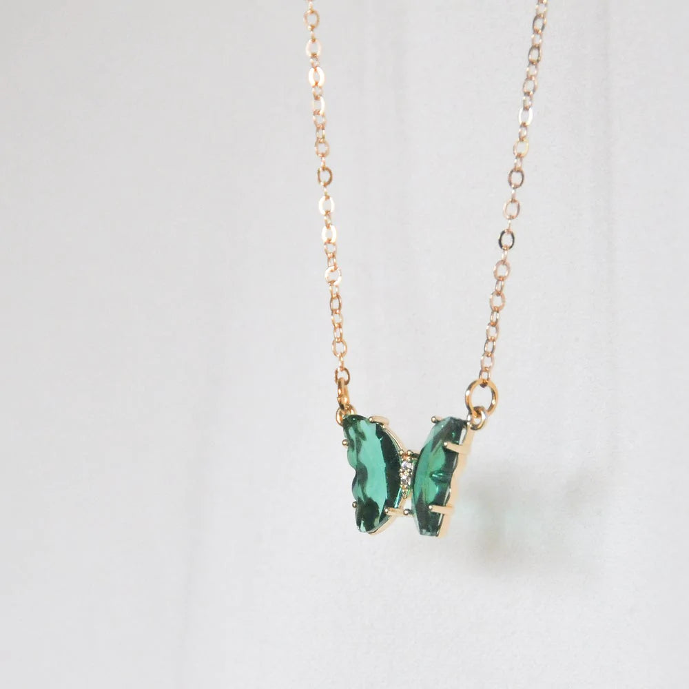 Crystal Glass Butterfly Necklace