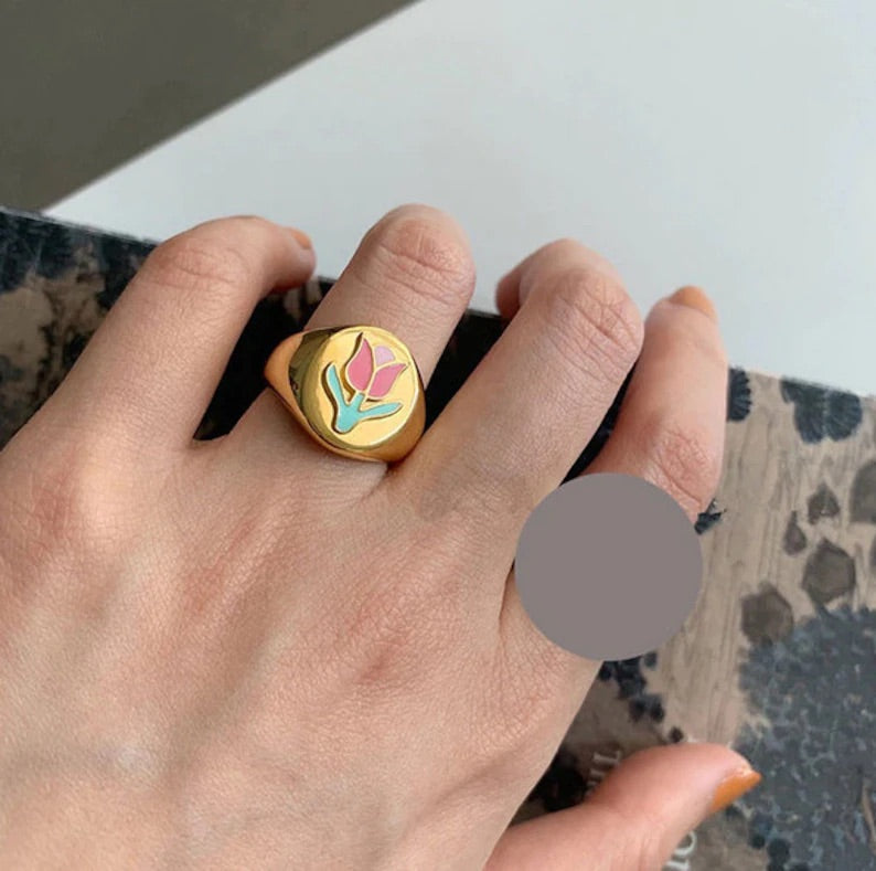 Chunky Flower Ring & Earrings