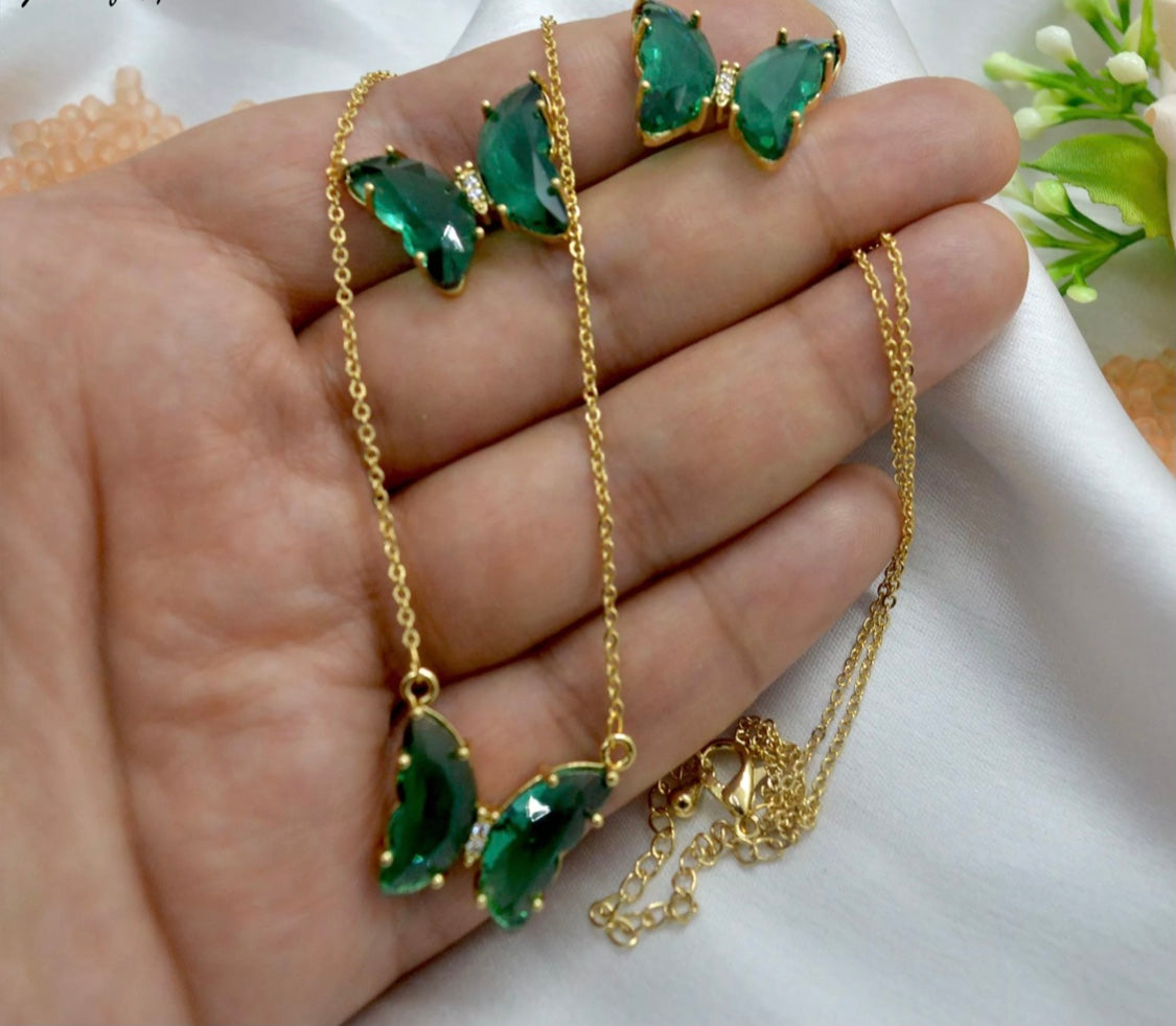 Crystal Glass Butterfly Necklace