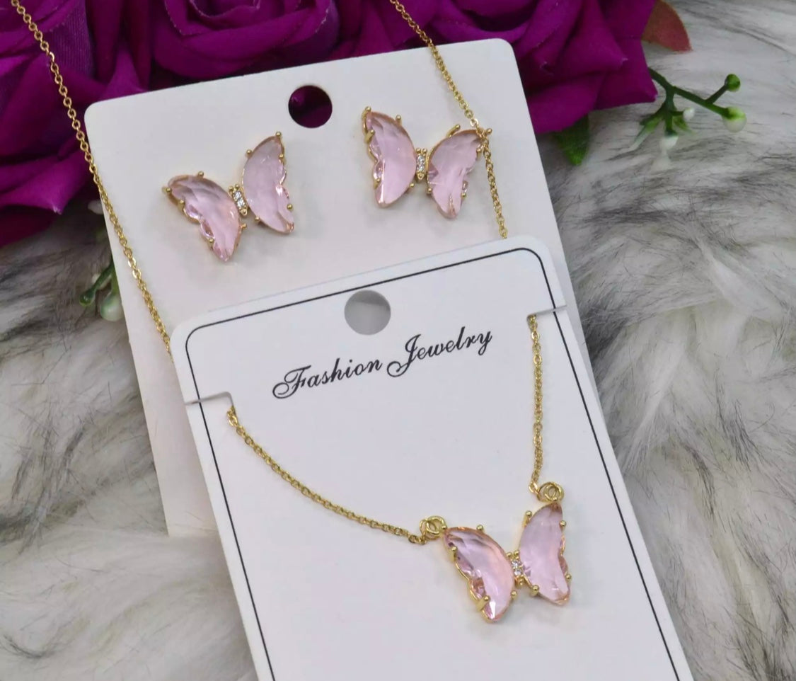 Crystal Glass Butterfly Necklace