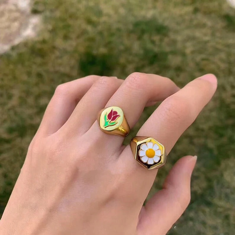 Chunky Flower Ring & Earrings