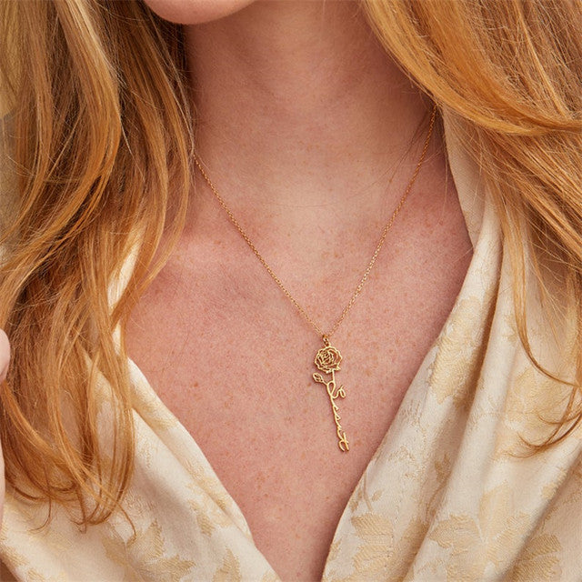 Personalized Birth Flower Necklace