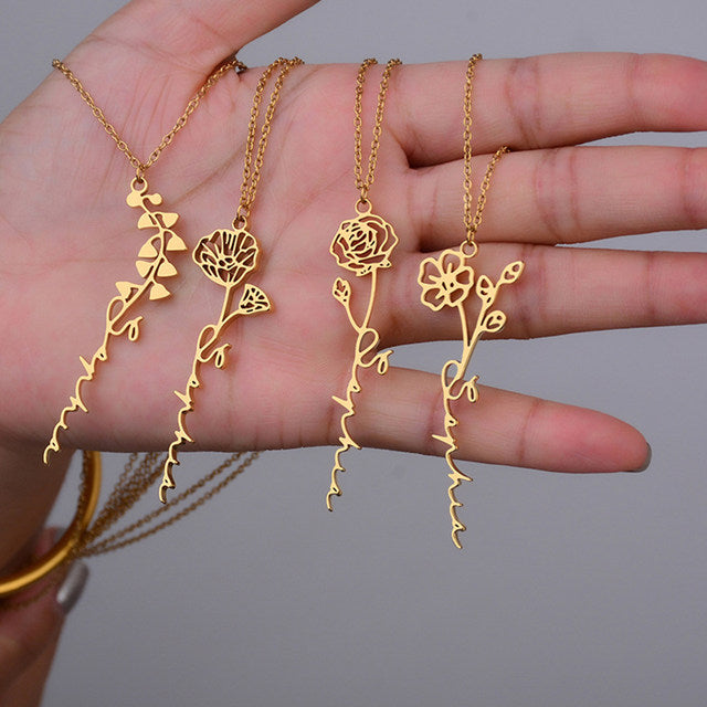 Personalized Birth Flower Necklace