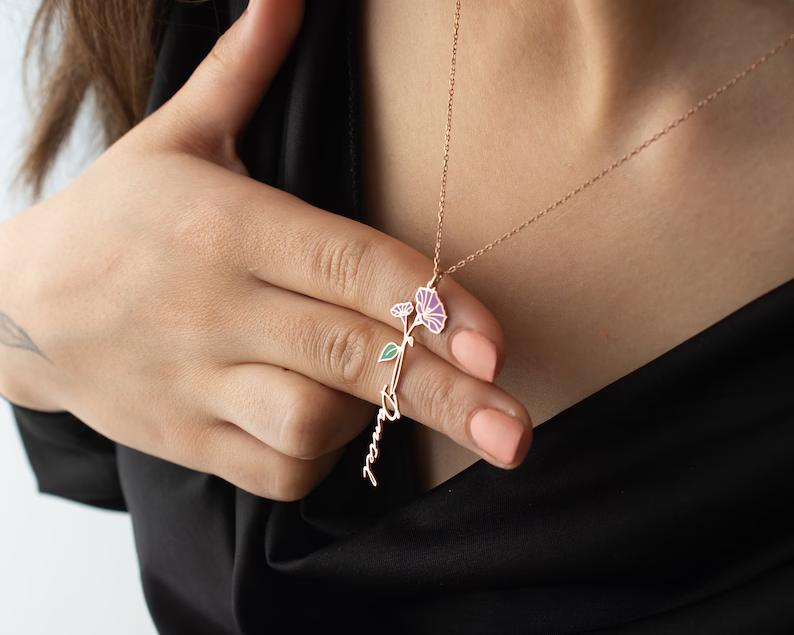 Personalized Birth Flower Necklace