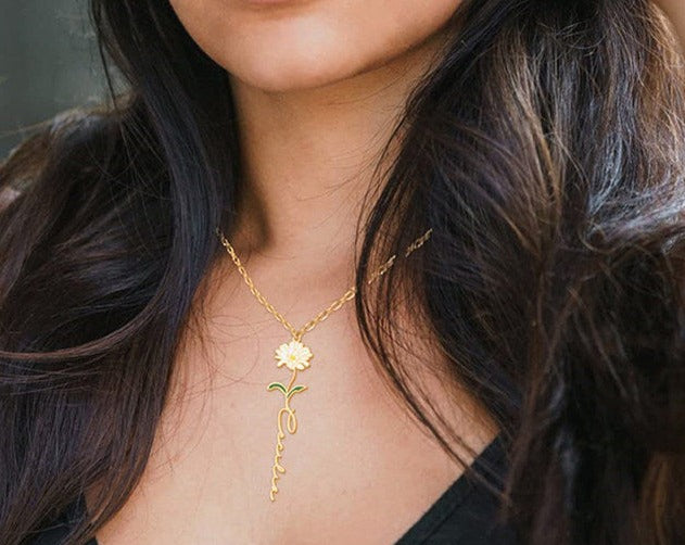 Personalized Birth Flower Necklace