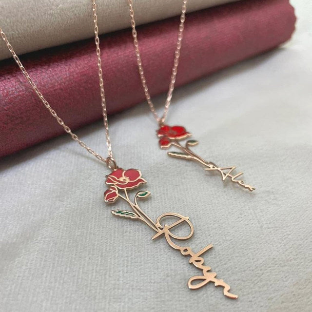 Personalized Birth Flower Necklace