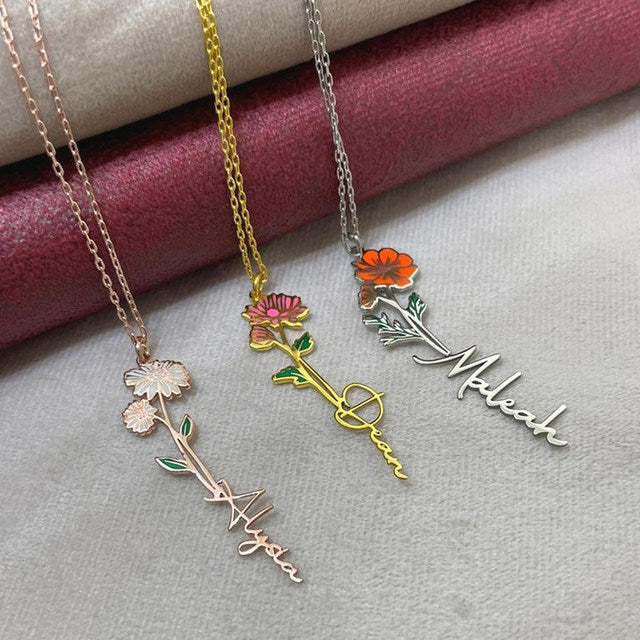 Personalized Birth Flower Necklace