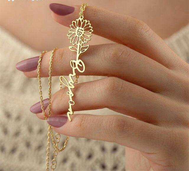 Personalized Birth Flower Necklace