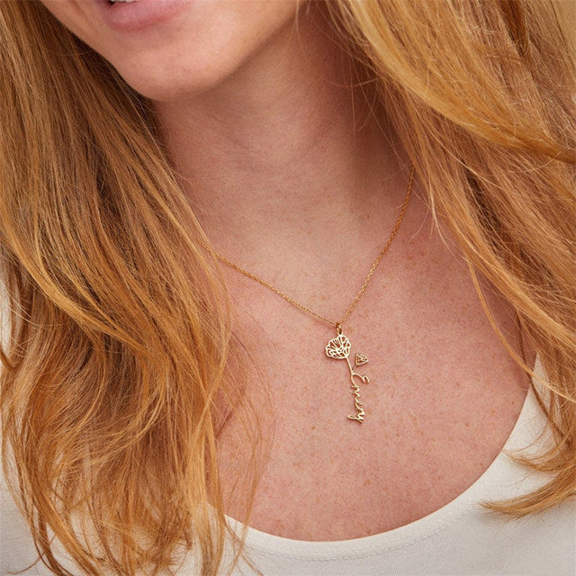 Personalized Birth Flower Necklace