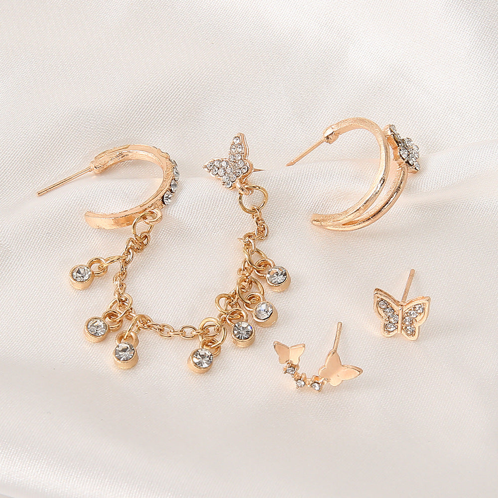 Star, Moon & Butterfly Stud Earrings Set