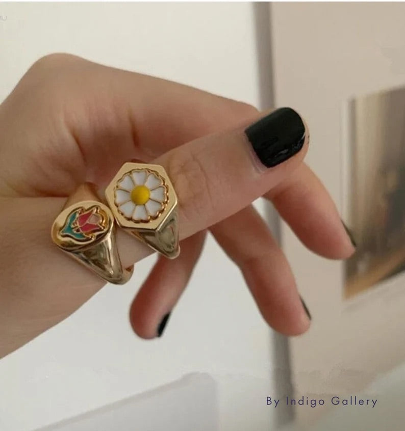 Chunky Flower Ring & Earrings
